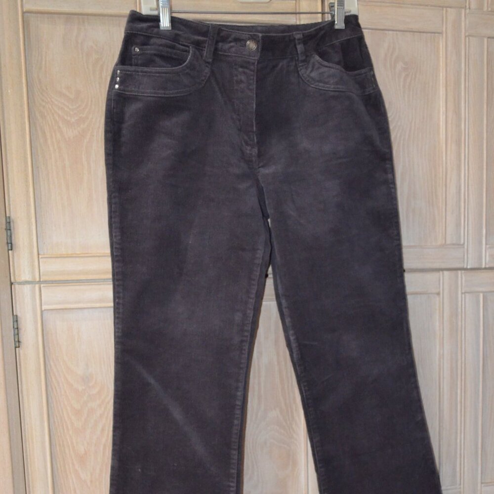 Denim & Co. Corduroy 5 Pocket Flare Cut Jeans, Dark Gray - NWOT